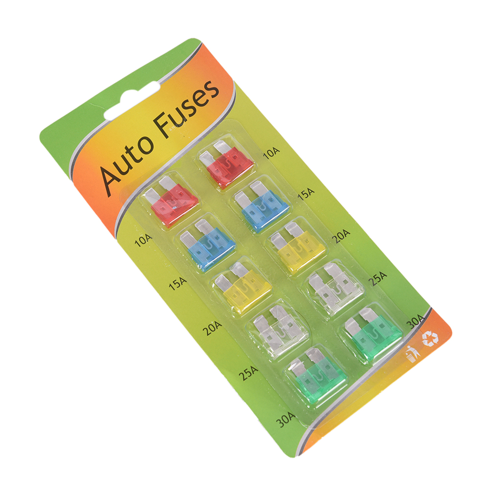 Coffret d'assurance en alliage de Zinc | 10 pièces, fusible 10-30A, ensemble de pièces d'assurance tendance, Film de sécurité Durable en alliage de Zinc
