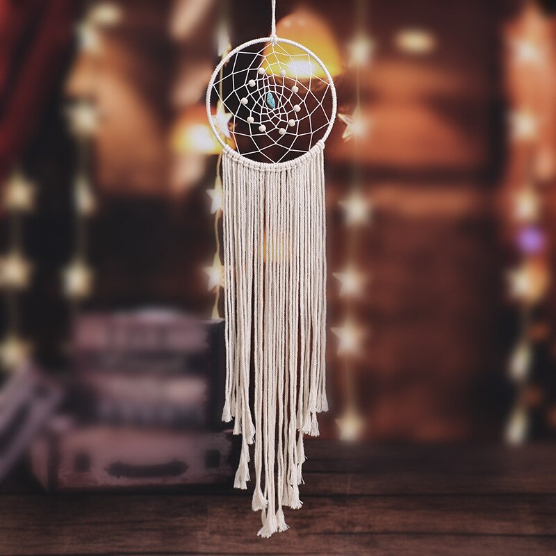 Livets träd drömfångare boho beige tofsar makrame hantverk handgjorda vägghängande bröllop hem sovrum dekoration drömfångare: 20 x 80cm
