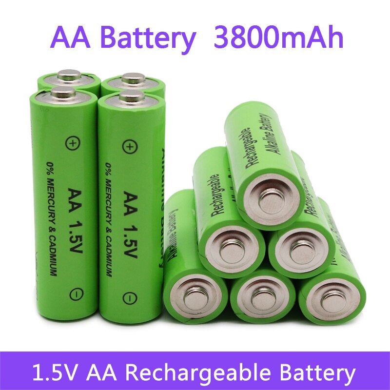 Batería AA recargable para juguetes, pila de 3800mAh, 1,5 V, 3800mAh, 1,5 V, control remoto,