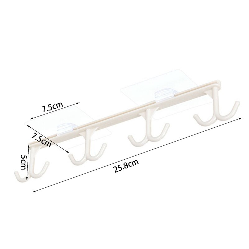 Kjøkken oppbevaringsstativ skaphylle hengende krok arrangør skap klær glass krus metall arrangør hylle henger oppbevaring kroker: Plastbeige