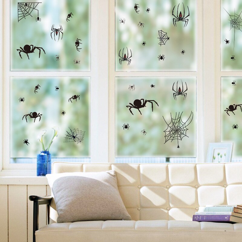 Halloween Spider Stickers Removable Bat Decal Wall Sticker For Window Background Home Office Theme Party Supples Decoration