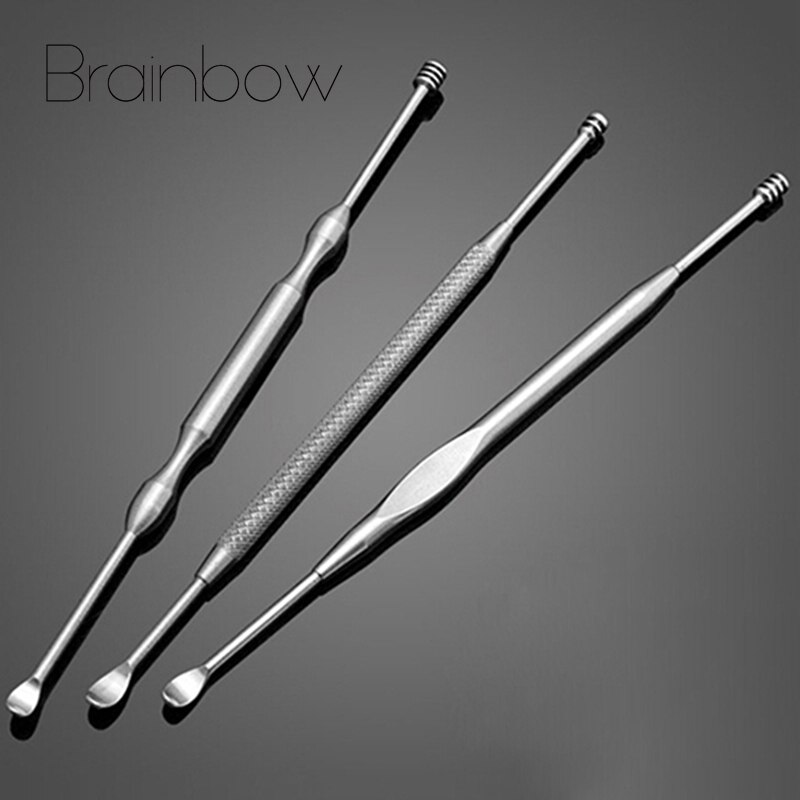 Brainbow 3 Stks/partij Rvs Zilver Earpick Wax Remover Curette Cleaner Gezondheidszorg Gereedschap Ear Pick 3 Soorten Handvat
