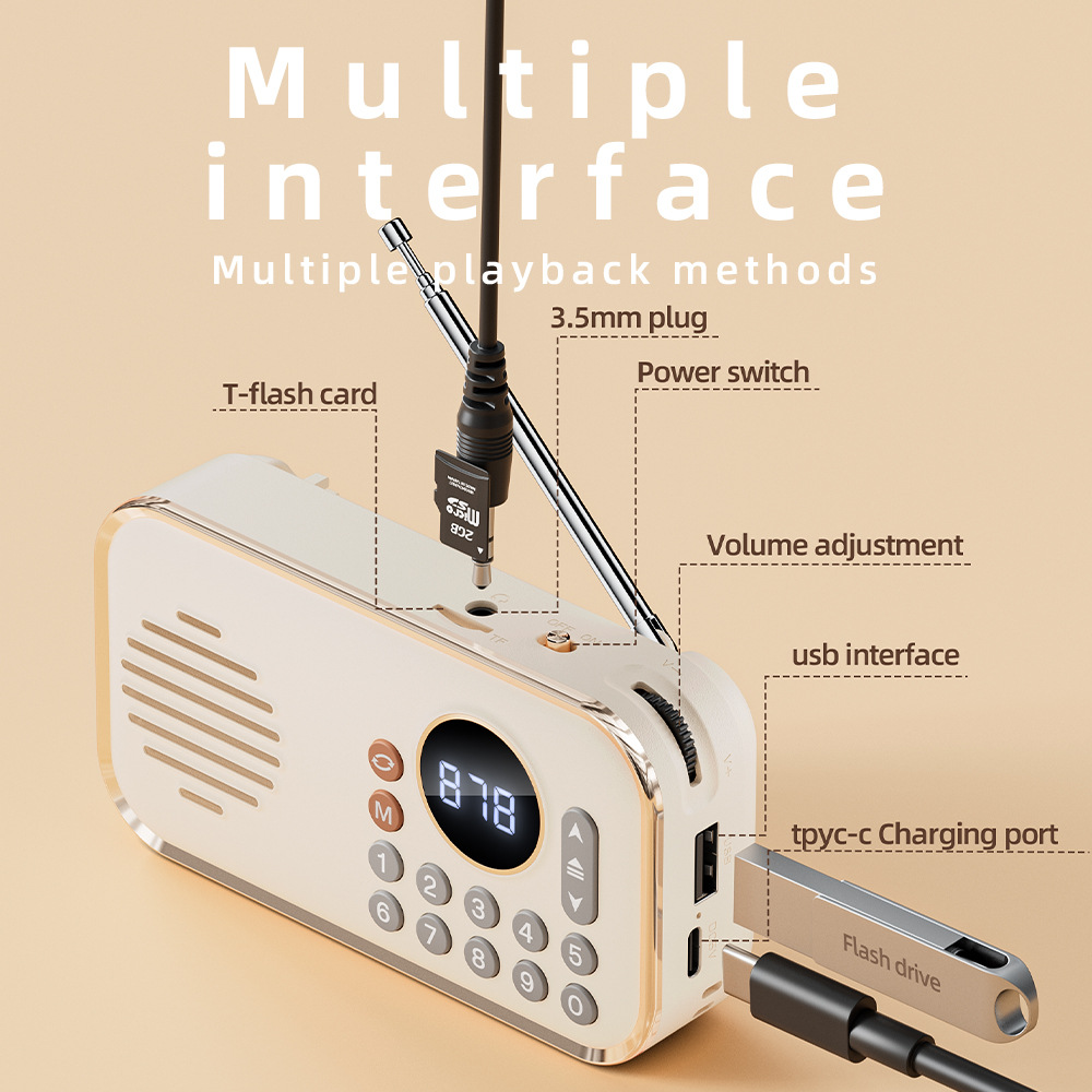 Wireless Stereo Bluetooth Speaker with Multi-band Radio Function HIFI Sound Support BT U Disk TF Card Mini Portable Super Bass