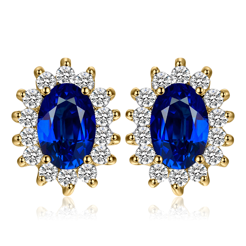 Jewelrypalace Gemaakt Blue Sapphire Ruby 925 Sterling Zilveren Stud Oorbellen Natuurlijke Amethist Granaat Peridot Topaz Prinses Diana: Goud