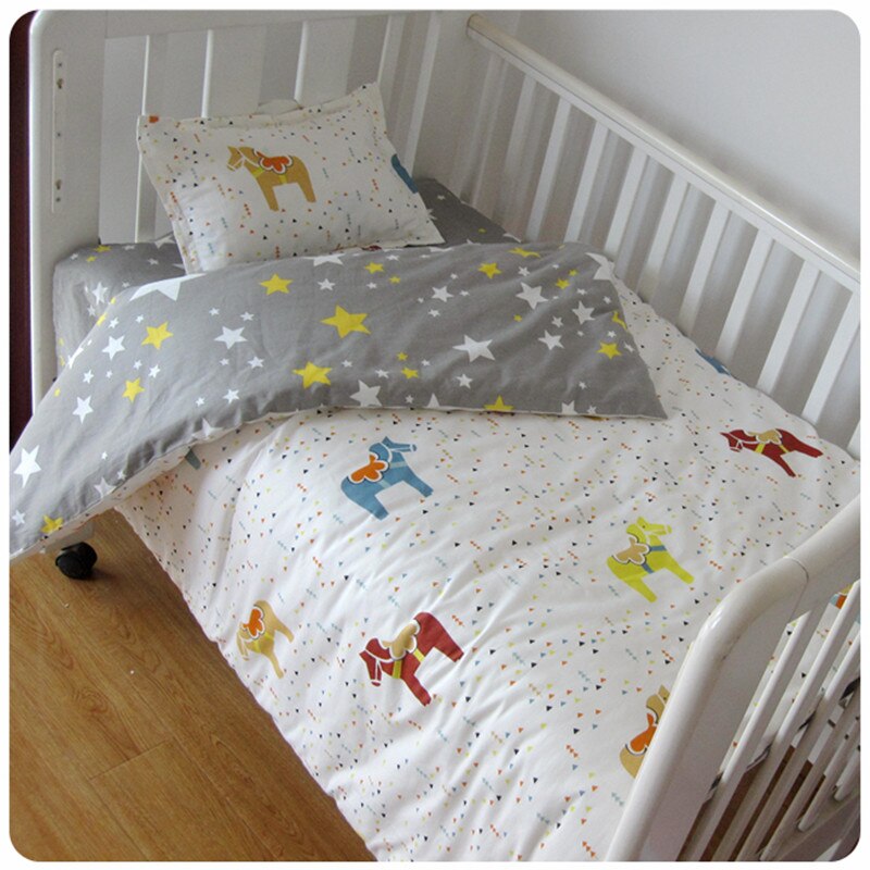 Søde baby krybbe sengetøj sæt 100%  bomuld inkluderet flade lagner baby sengetøj skyer fyr krone mønster til piger