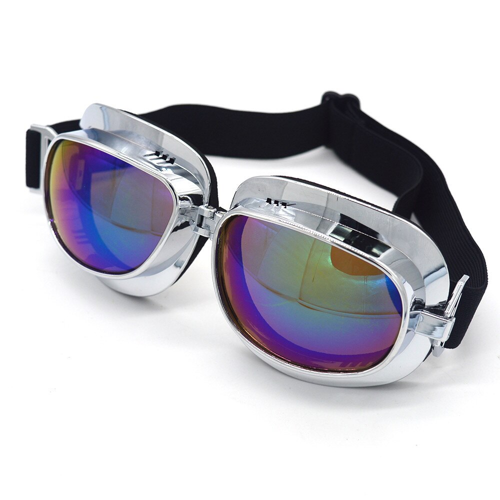 Mooreaxe motorcykel beskyttelsesbriller retro pilot steampunk jet hjelm beskyttelsesbriller maske cykling oculos gafas vintage beskyttelsesbriller: Farverig linse
