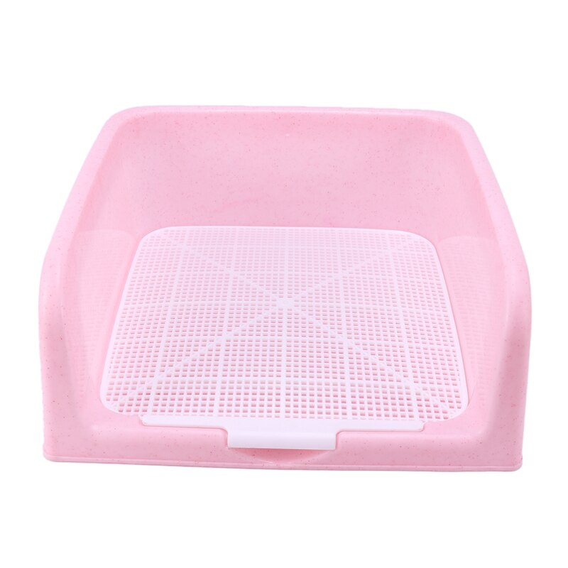 Bandeja con rejilla para inodoro portátil para perros y gatos con columna, cuenco para orinal, inodoro de entrenamiento para orinar, producto para mascotas fácil de limpiar (rosa)
