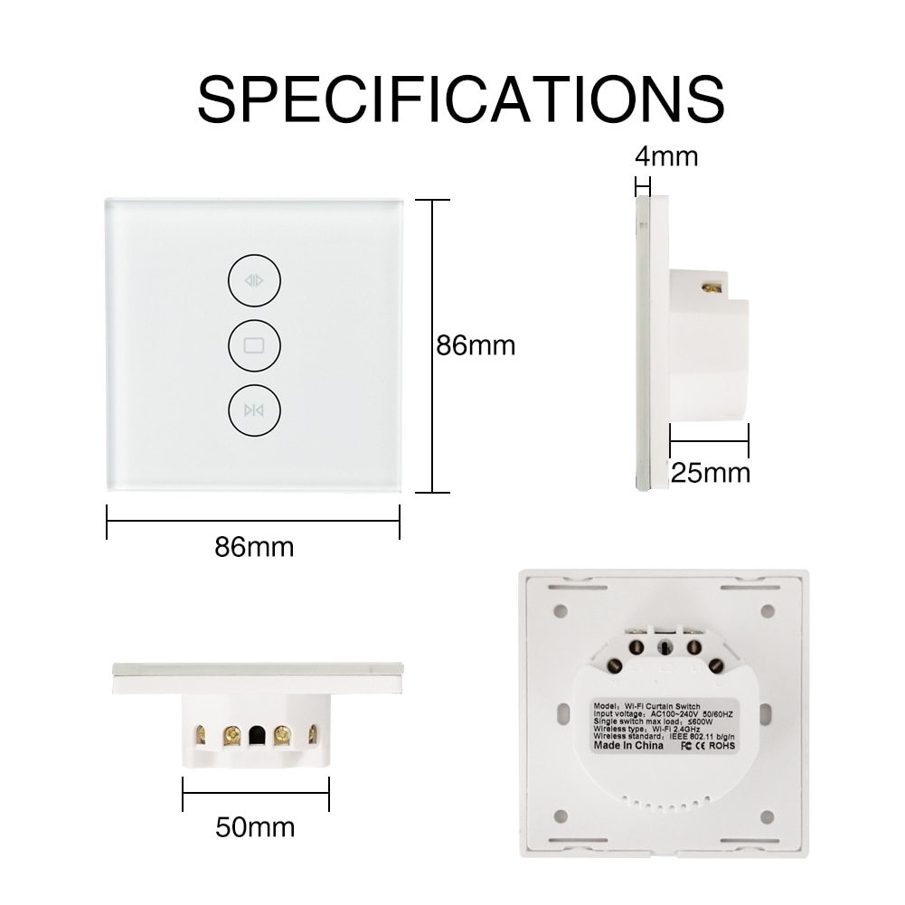 WiFi Smart Curtain Switch Smart Life Tuya APP Electric Motorized Curtain Blind Roller Shutter Works with Alexa and Google Home