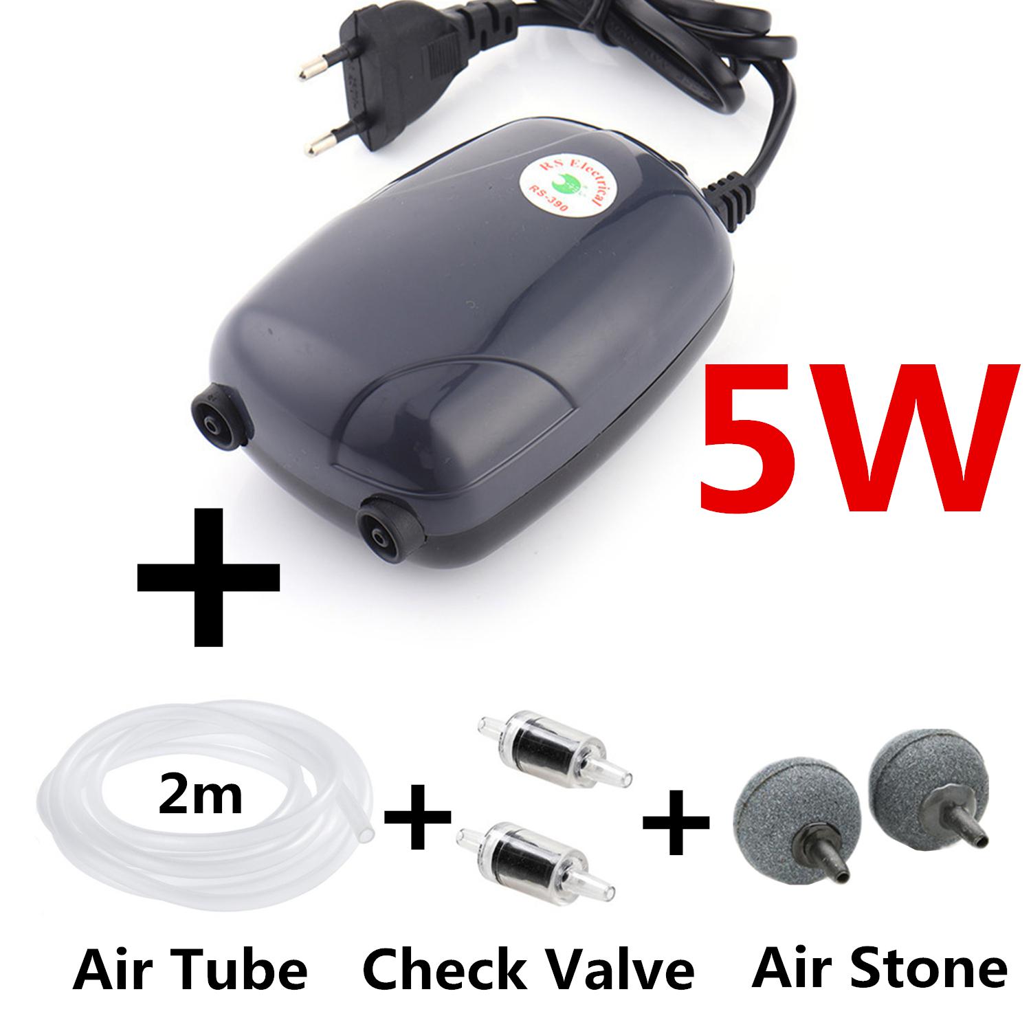 Mini Fish Tank Air Pump Energy Saving Efficient Aquairum Oxygen Pump Air Compressor For Fish Oxygen Circulation 3W/5W: 5W With Accessories