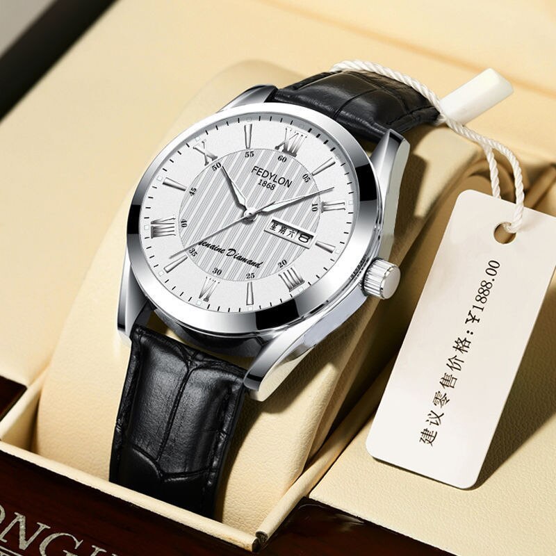 Montre mécanique suisse automatique pour hommes, luxe, or, Double calendrier lumineux, étanche, prix bas: 6