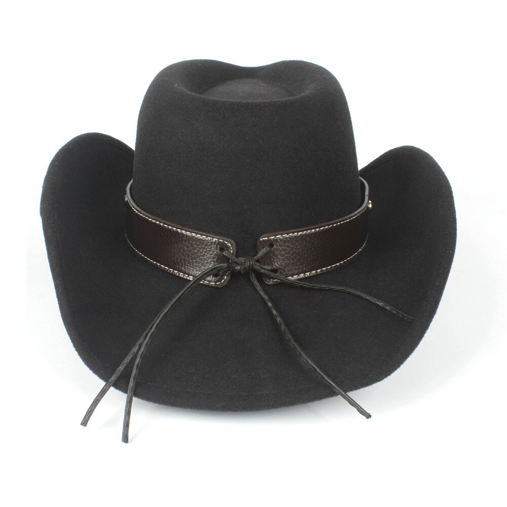 Sombrero de vaquero occidental con agujeros para Hombre y mujer, Sombrero de lana, color negro, para Jazz, ecuestre