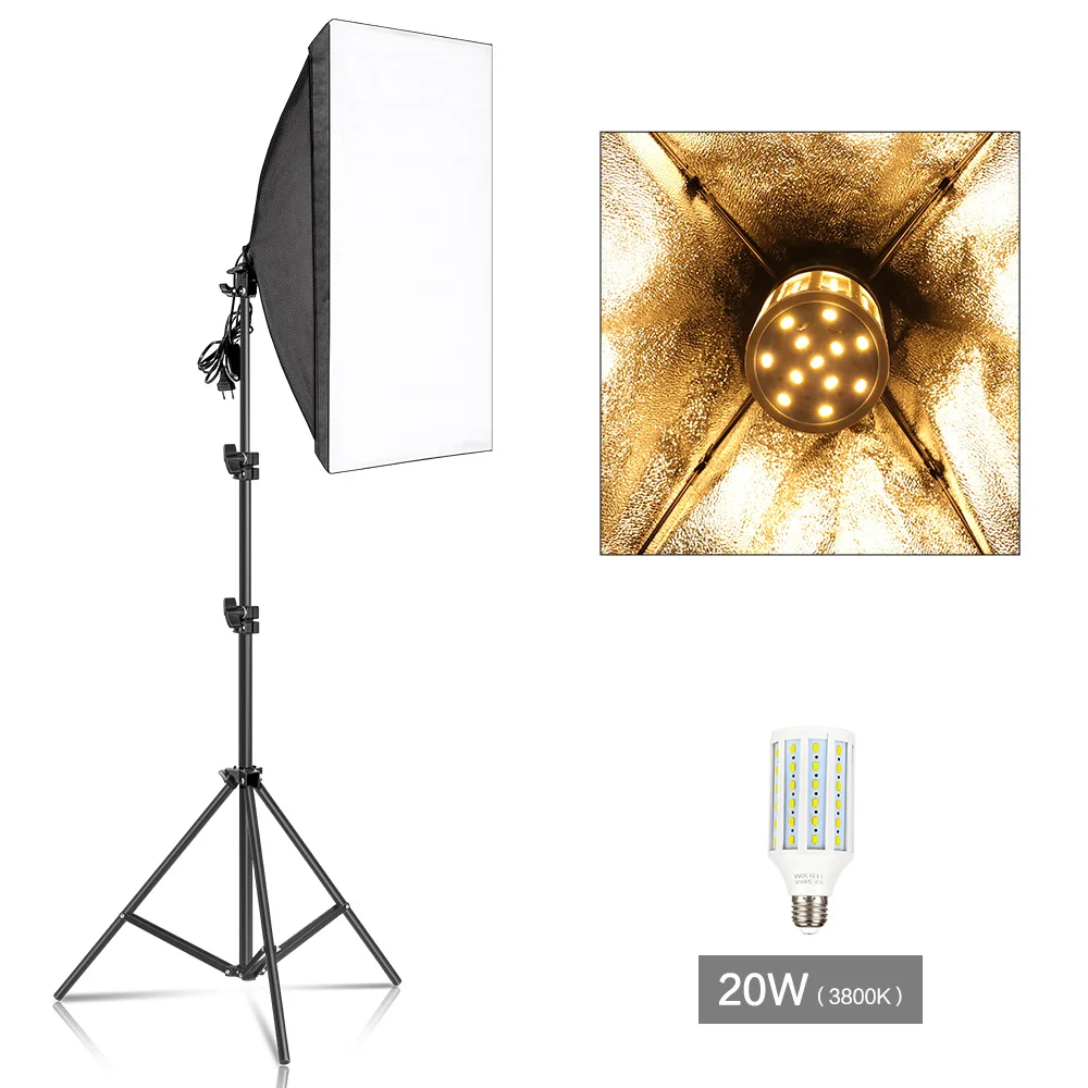 Kit di illuminazione Softbox per fotografia professionale 50x70CM Sistema di illuminazione continua Soft Box Attrezzatura per studio fotografico per principianti: Oro