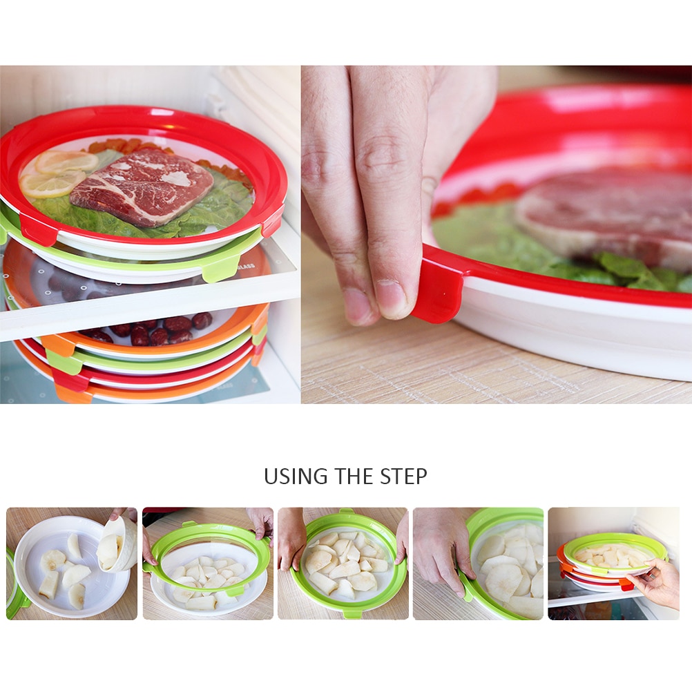 Clever Tray Innovative Food Preservation Tray Plastic Food Storage Container Set Food Fresh Storage Microwave Cover