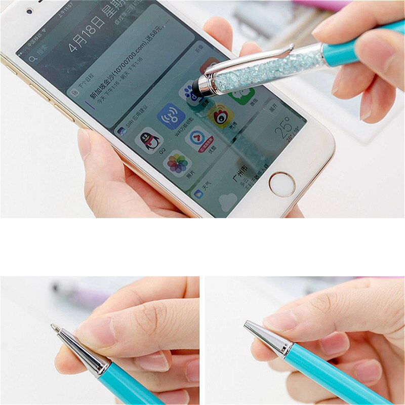 Crystal Ballpoint Pen Touch Screen Stylus Pen Useful 2 in 1 Tablet Pen For Pad Phone Smart Phone