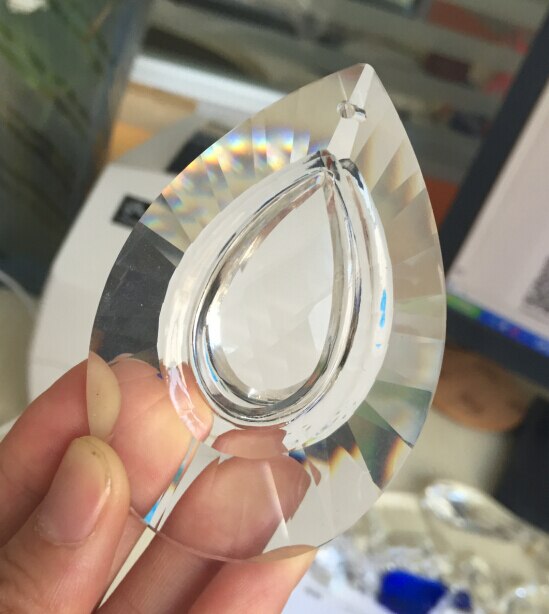 2 stks/partij 76mm crystal clear glas kroonluchter onderdelen suncatcher prism hanger kroonluchter onderdelen