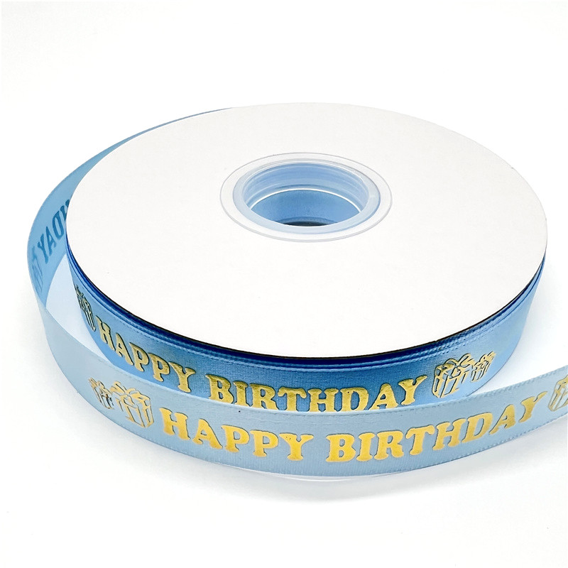 20mm Birthday Ribbon Happy Birthday Printed Satin Ribbon For Birthday Bow Handmade Craft Accessories Wrapping Ribbon