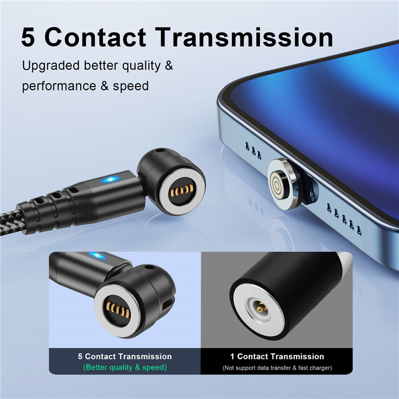 Kabel magnetyczny 5A Obrót o 540 stopni Kabel do szybkiego ładowania typu C Kabel do ładowania magnetycznego Micro USB Przewód do transmisji danych telefonu do iphone'a Xiaomi Samsung