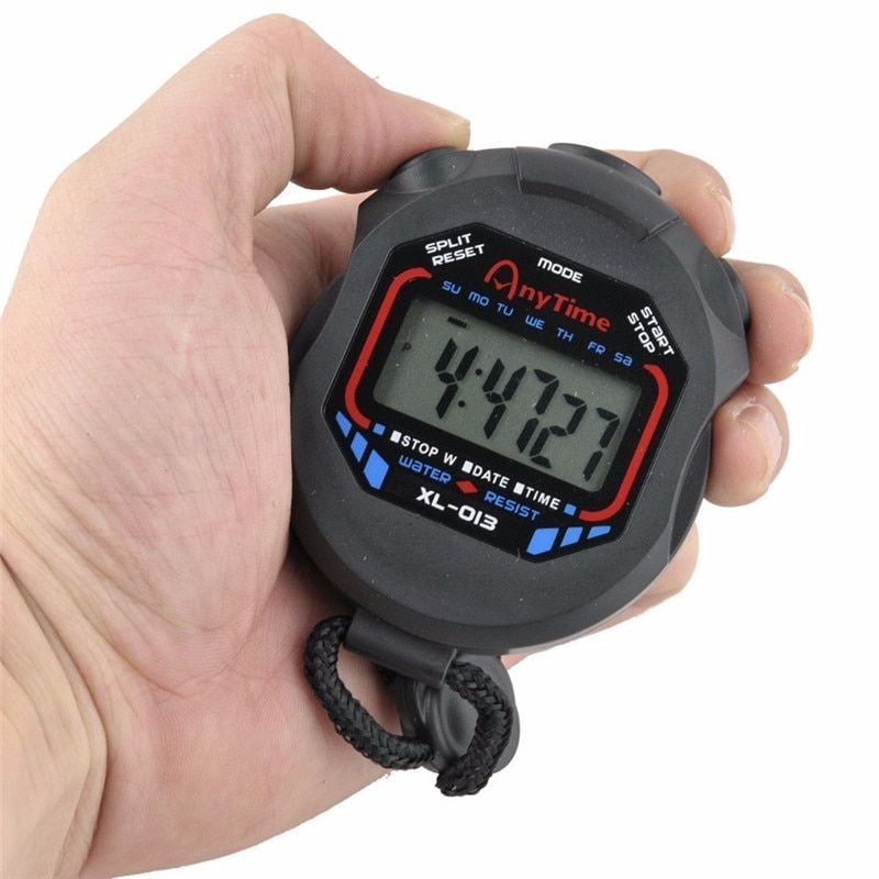 Classic Digitale Professionele Handheld LCD Chronograaf Sport Stopwatch Timer Stop Horloge met string