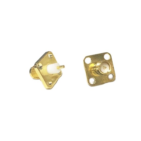 Conector conversor de modem coax 1 peça, novo embutido fêmea rf conector de flange com 4 buracos ponta de solda isolante reto longo 4mm banhada a ouro
