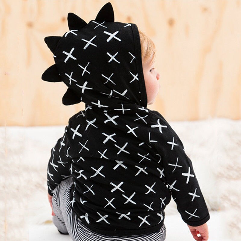 Autumn Winter Kids Boys Girls Dinosaur Jackets Sweatshirt Hoodies Hooded Jacket Coat Clothes Outwear