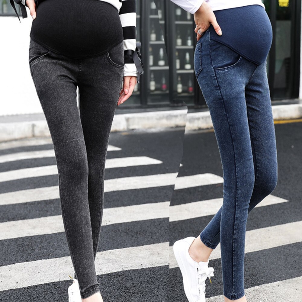 Maternity Pregnancy Skinny Trousers Jeans Over The Pants Elastic Clothes Nursing Trousers Denim Jeans
