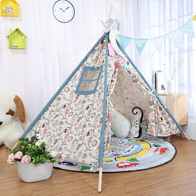 Portable 1.6M Kids Tent Play House For Children Tents Cabana Tipi Infantil Baby Kids Play Teepee Wigwam Castle Carpet Mats Toy