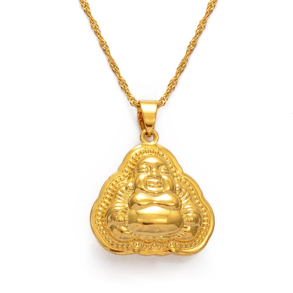 Anniyo Buddista Guanyin Ciondolo Collana D'oro Stile Cinese Ornamento Buddha Maitreya Amuleto Induismo