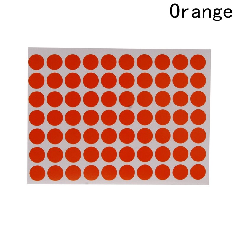 12 Sheets/Pack 10mm Circle Round Color Coded Adhesive Label Dot Sticker: OR