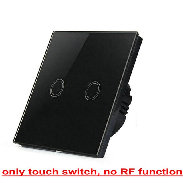 EU/UK Standard Bonda Wall Switch, Light Touch Switch 2 Gang 1 Way AC110V-240V Wall Touch Switch: Black 2 open