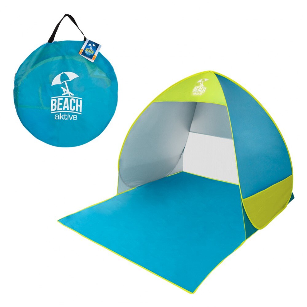 Tienda de playa Pop Up azul y verde Aktive Beach