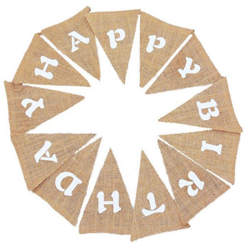 2.4M Linen Happy birthday Flags Banner Western Party Decoration Birthday Bunting Home Decor Event Supplies