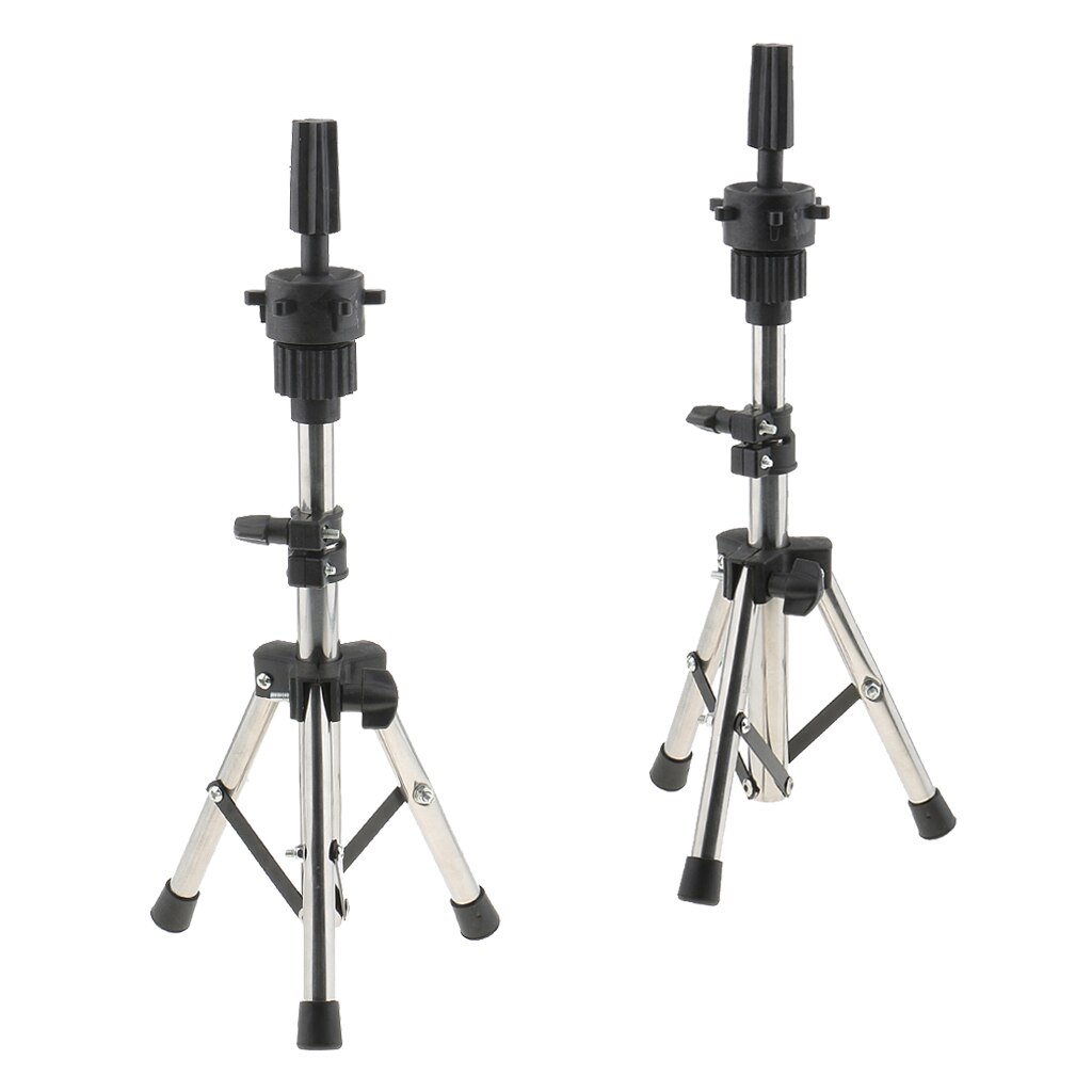 2 stuks Rvs Kosmetiek Mannequin Mannequin Hoofd Houder Tripod Stand