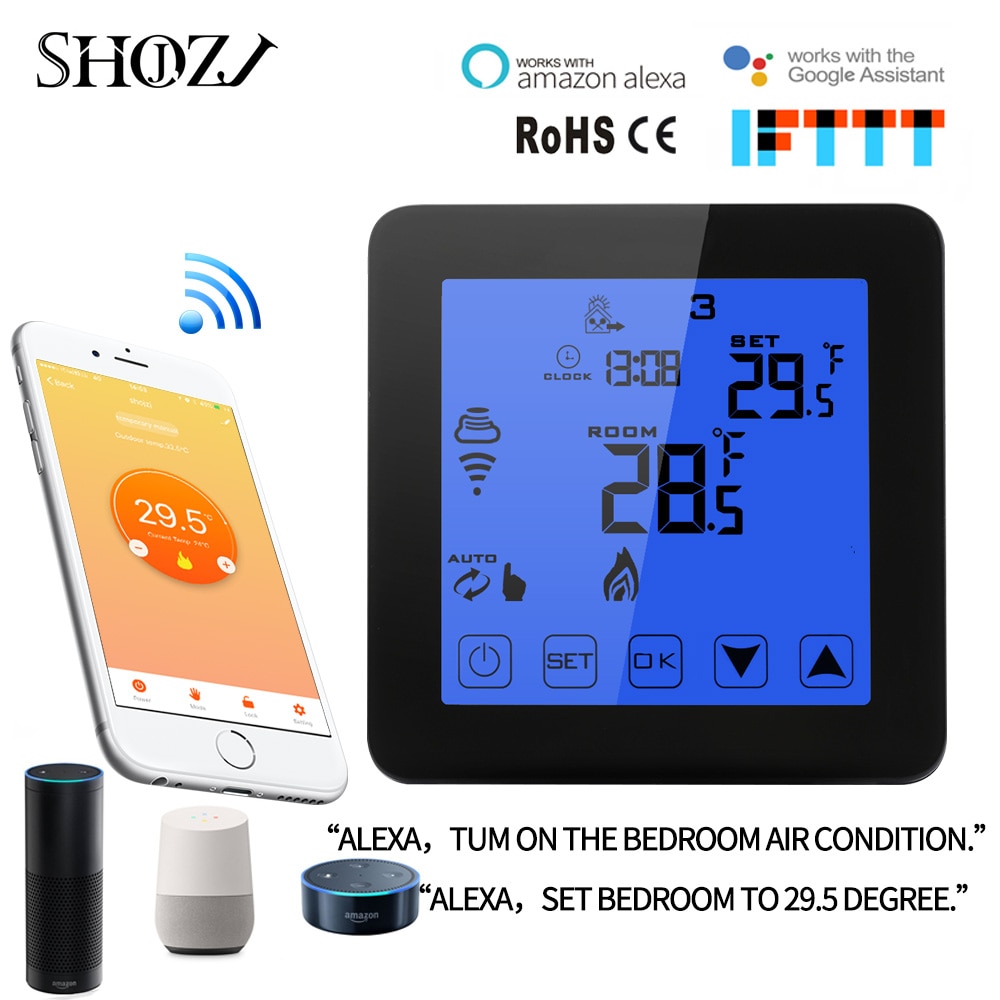 Alexa Google home smart Wifi energy saving thermostat programmable touch screen temperature controller electric & water heating