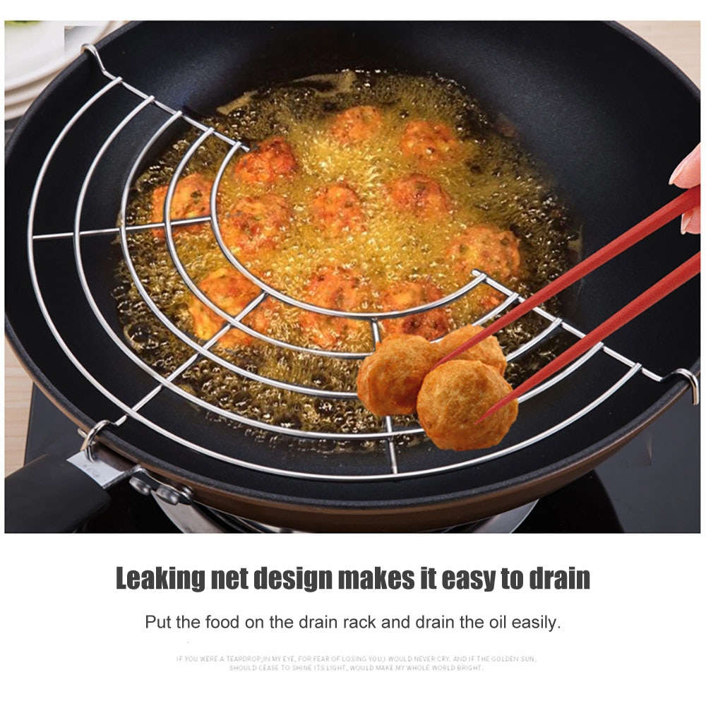 1 pcs S/L Semi-circular Oil Drain Rack Kitchen Frying Pan French Fries Fried Chicken Leg Meatballs Cooking Oil Filter Holder