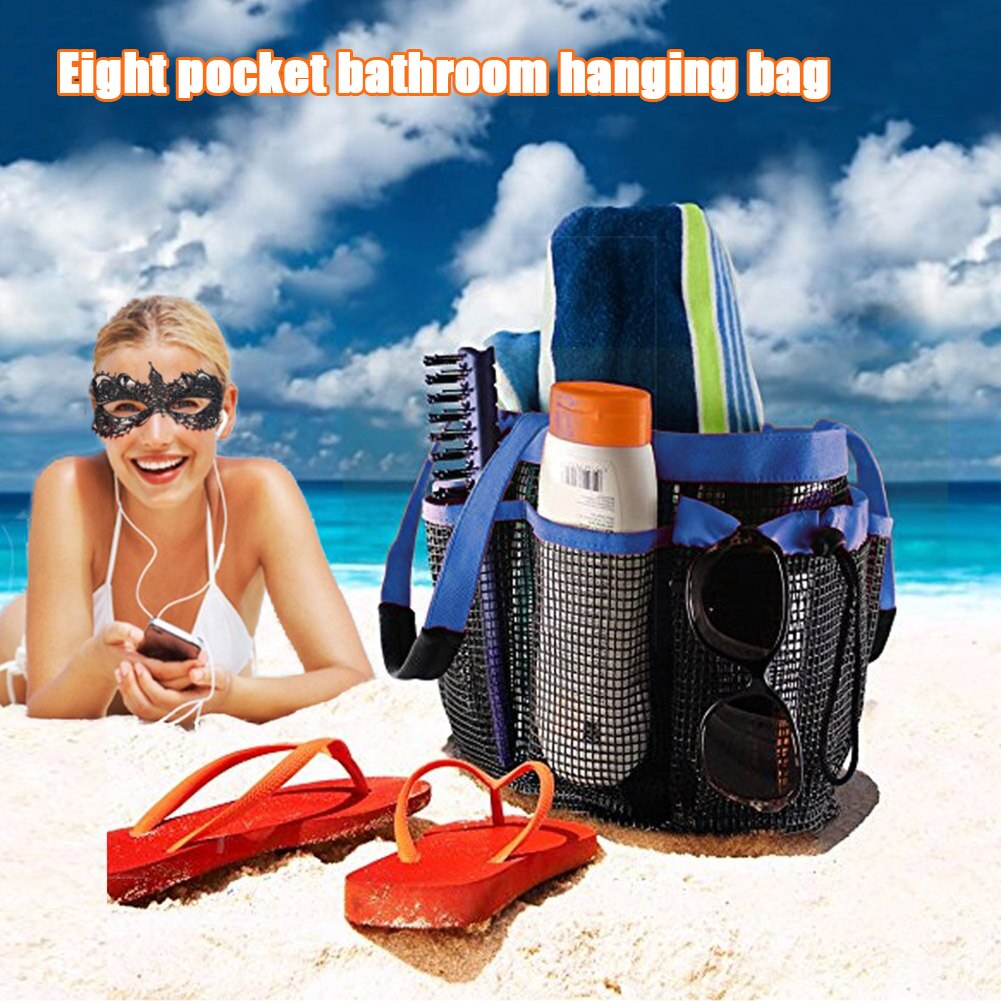 Hurtig tør brusebad tote taske med 8 mesh opbevaringslommer bad toiletartikler arrangør holdbare håndtag til gym tur svømning ser 88