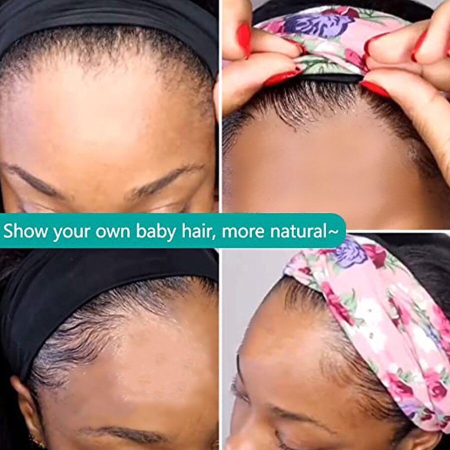 Amir Synthetic Half Wigs for Black Women Afro Kinky Curly Headband Wig Puffy Thick Scarf Wig Heat Resistant Black Brown