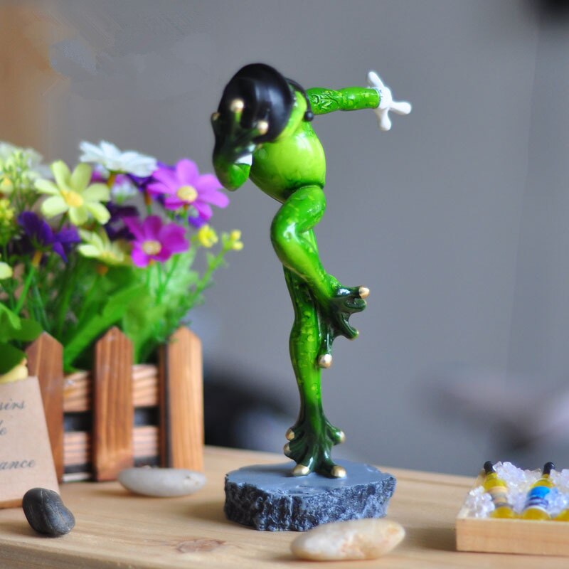 Modern Home Decoration Accessories Bizarre Dancing Frog Ornaments Statue Sculpture Resin Funny Frog Statue Home Decoration