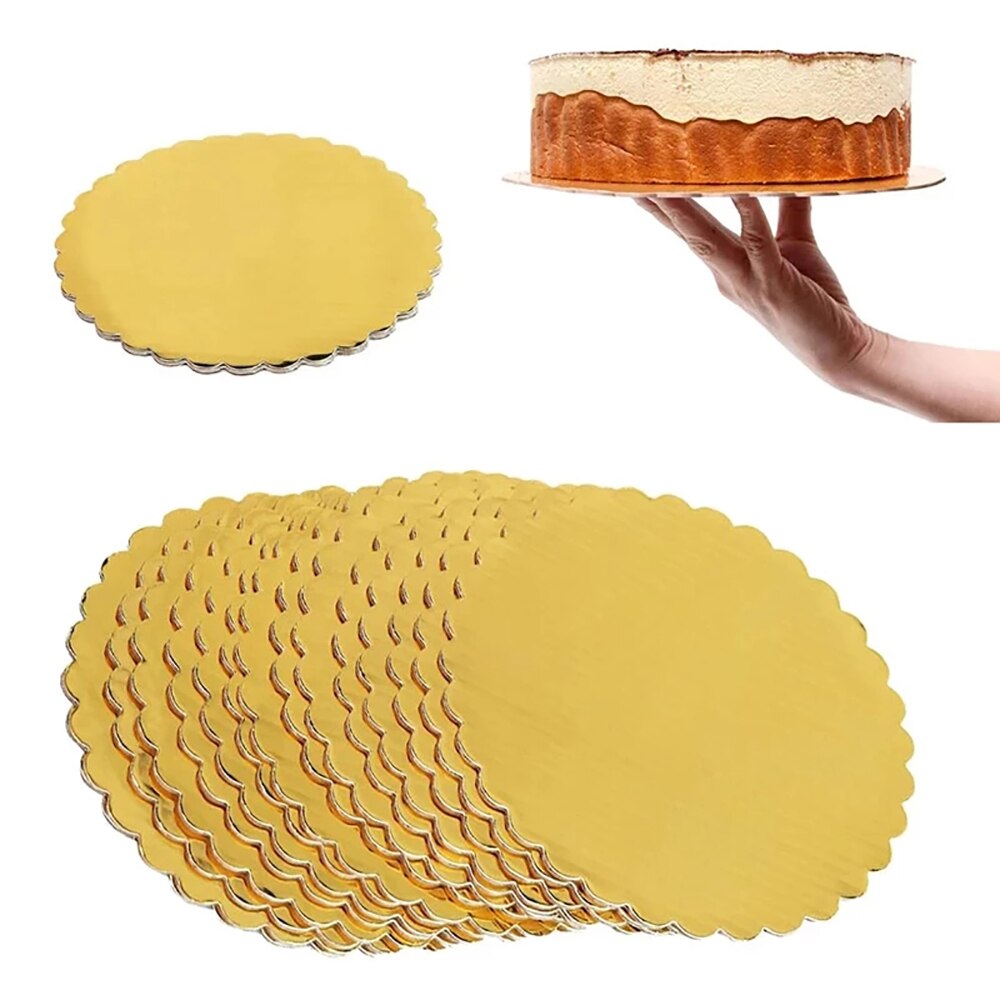 5 / 10pcs gold cake plate round disposable cake ring bottom plate cake plate round dessert ring cake plate base 8 / 10 / 12 inch