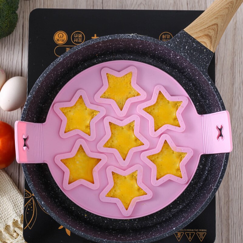 Silicone 7-hole Omelet Round Star Heart Pancake Mold Kitchen DIY Baking Gadgets