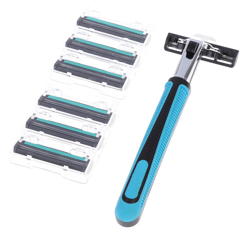 1 SET Manual Beard Shaver Double Edge Blade Hair Razor with Box Silver Color Men Barber Rasoir sharp tool: B style
