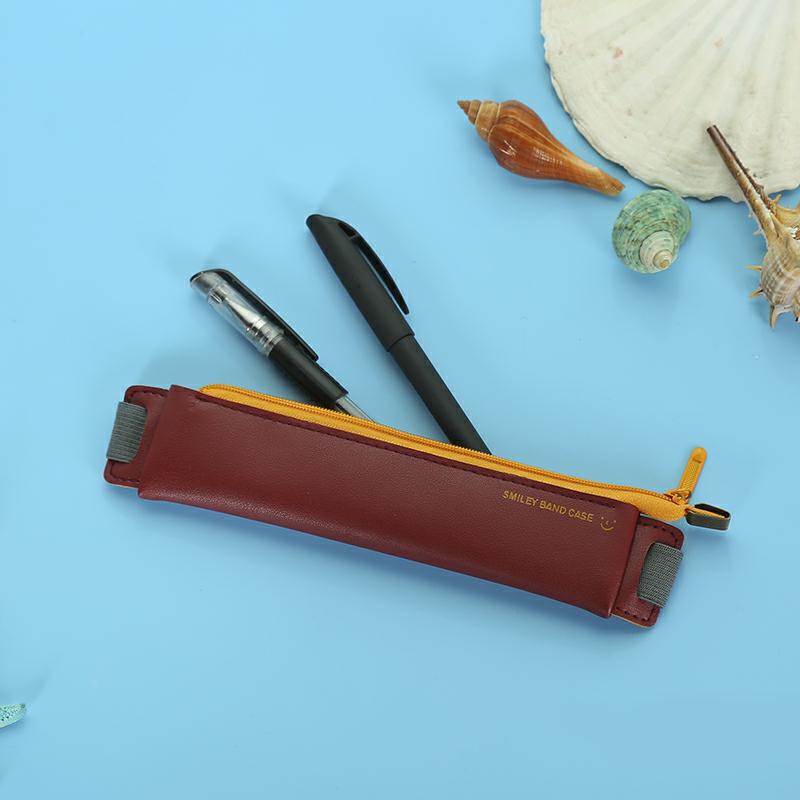 Mini Kawaii Pencil Case Pencil Cases Stationery For Office Pen Case Elastic Band Leather School Supplies Pencil Bags: zong