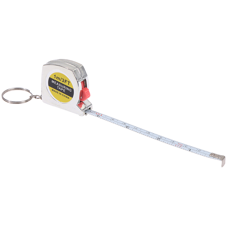 Vierkante 2M Meetlint Intrekbaar Kleine Stalen Liniaal Sleutelhanger Mini Staal Automatisch Telescopisch Meetlint: WHITE