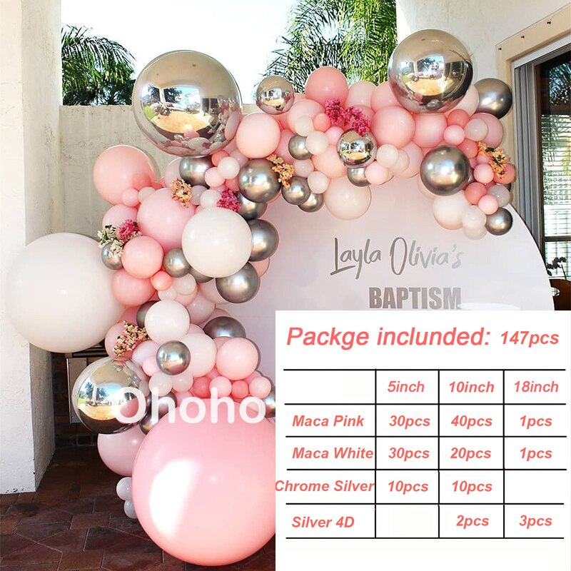 Pink White Black Gold Balloon Arch Kit Baby Birthday Party Decoration Bride Wedding Christening Baptism Globos Background: balloon arch 10