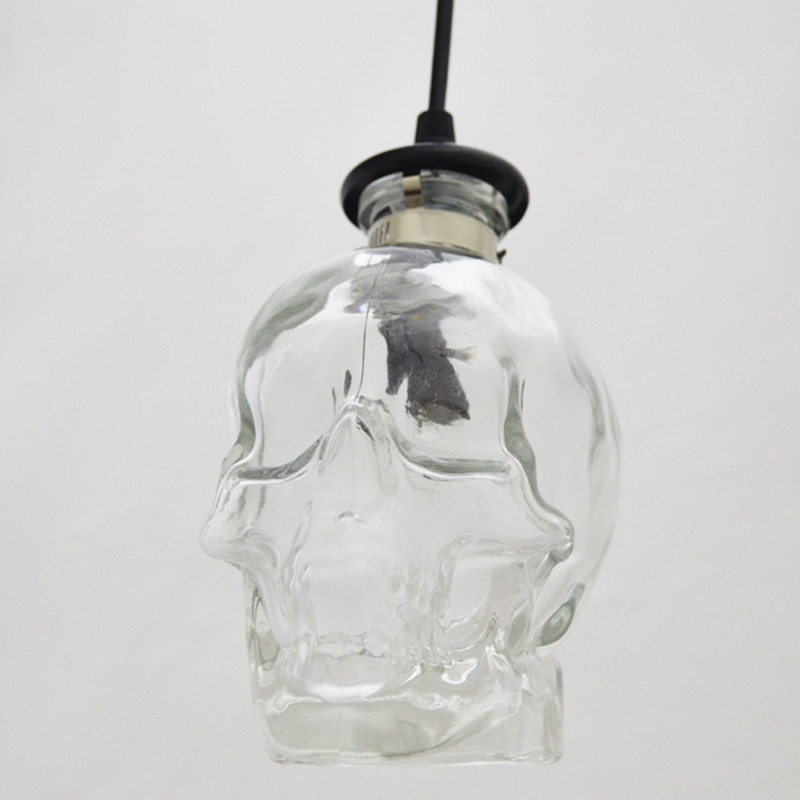 modern Skull Clear Glass Pendant Lights Retro Demon Skull Ghost Evil Skeleton Pendant Lamp Bar Dinning Room LED Lighting Fixture