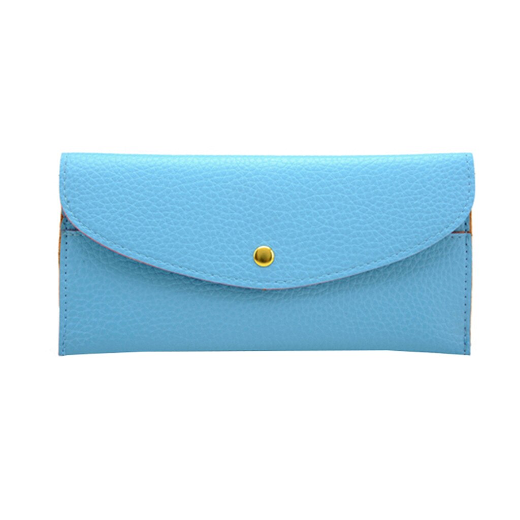 Women Pure Color Leather Short Wallets Coin Purse Card Holders Handbag 7.7