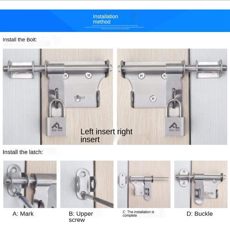 2pcs heavy-duty door latches with locks security door latches Stainless steel left and right latches security door latches