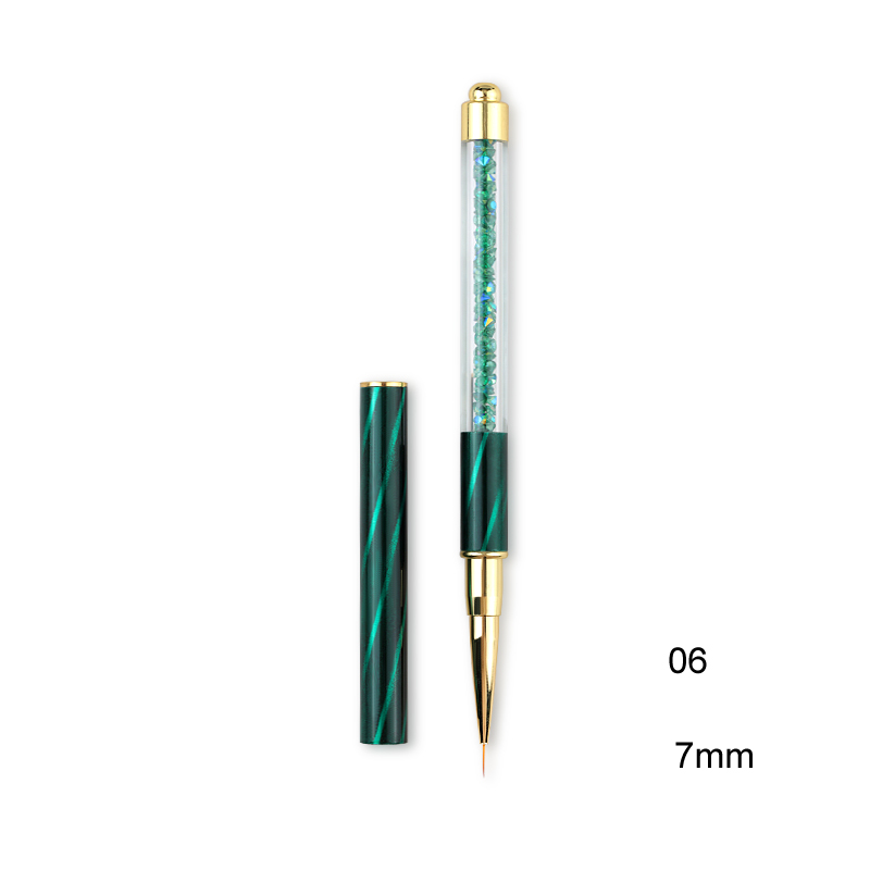 1 st akryl nail art penslar penna multi size uv gel kattögon strass prickig måla naglar borste för manikyr verktyg: 06
