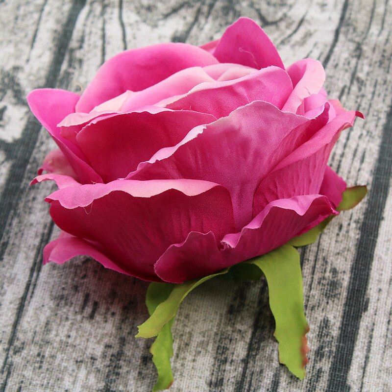 Stor størrelse kunstige blomster kina rose blomsterhoved bryllup blomster vægdekoration corsage hovedbeklædning tilbehør 13cm