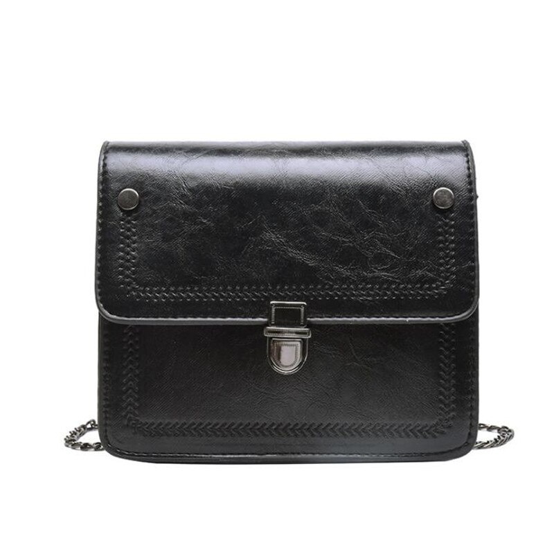 Mini klaff kvinner messenger bag vintage chian small shoulder cross body vesker håndveske damer bolso mujer: Svart