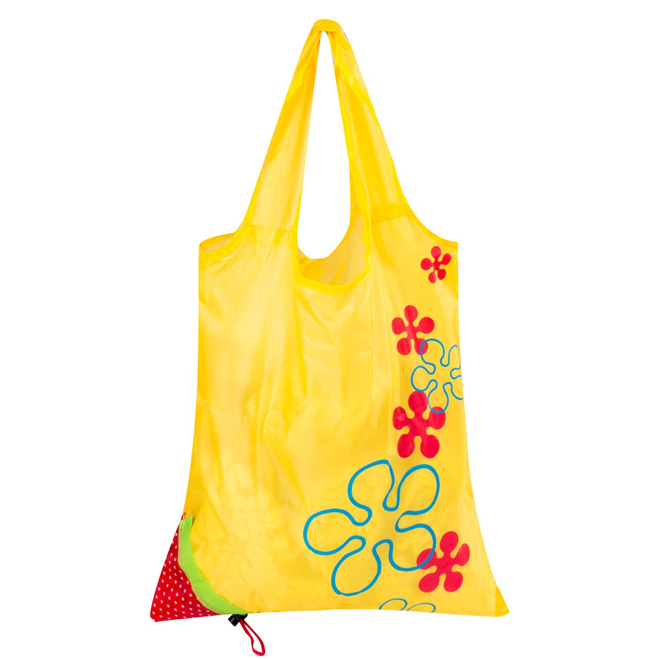 sac à provisions d'épicerie vert en Nylon réutilisable de fraise pliable de sacs imprimés aléatoires de stockage de grande capacité commode chaude: Jaune